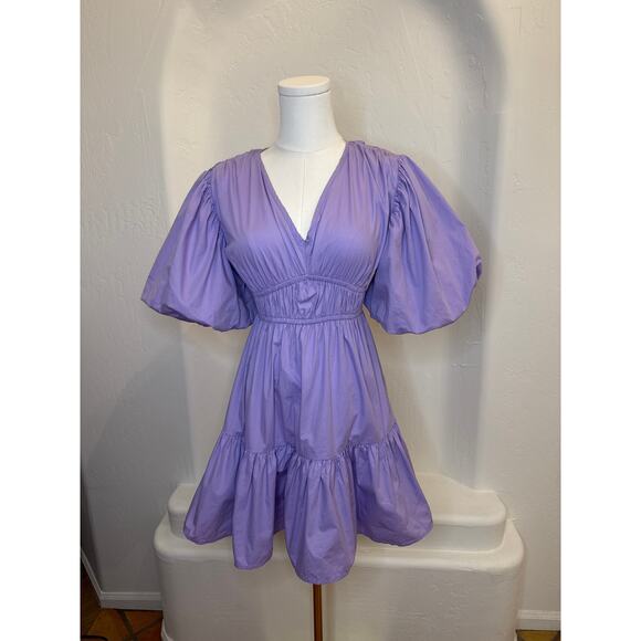 Japna Lavender Puff Sleeve Mini Dress – Size S - Picture 1 of 6